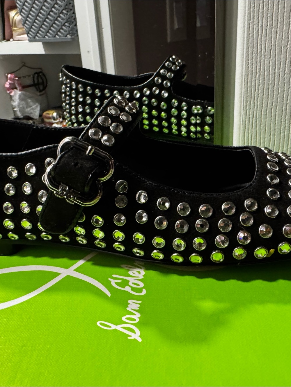 Sam Edelman Black Jeweled Mary Jane Flats - Picture 3 of 9
